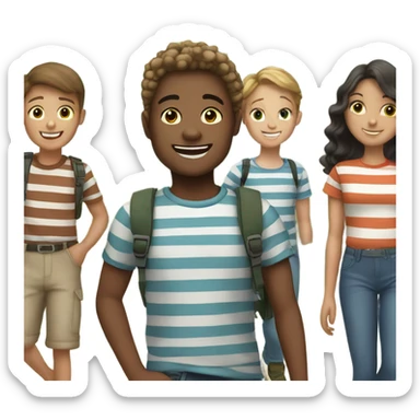 boys smiling outdoors in stripes sticker