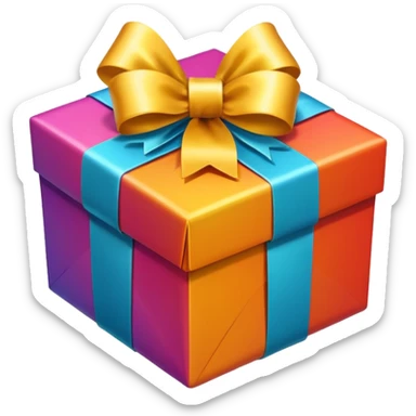 gift box, festive, colorful, with ribbon sticker