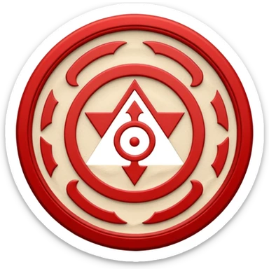 Create a circular casting sigil based off of the wizard101 balance school using base color off white/sand and trim color red. A scale is the main focus here  sticker