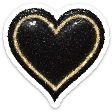 Glittery black heart a n d sticker