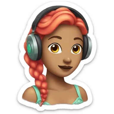 mermaid in headphones sticker