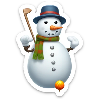 Snowman playing golf  sticker