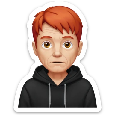 old manwith red hair and black hoodie sticker