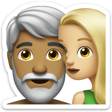 Dark hair man with beard kissing a blond hair geen eye woman sticker