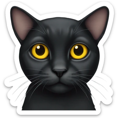 Black lop-eared cat with yellow eyes sticker