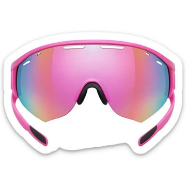 oversized pink athletic sunglasses with shield visor lens, sporty design sticker