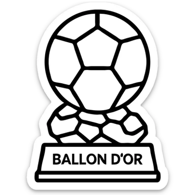Ballon d'Or trophy, outlined icon, gold accents, clean sticker