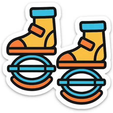 trampoline shoes, minimalistic, clean lines, modern look sticker