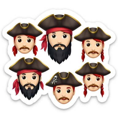 Je veux un tableau de stickers pour mon clan lak khawarizmi notre symbol est les pirat au chapeaux rouge , est un autre tableau de stickers écharpe de ton choix pour mon clan sticker