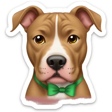 Light brown pitbull with cropped ears and green bows sticker