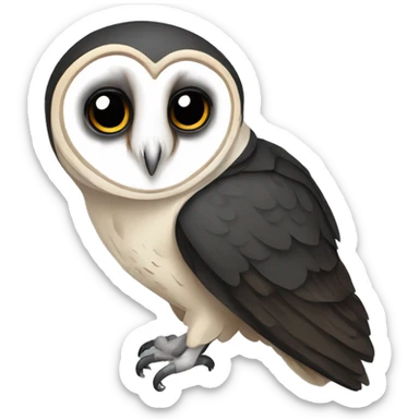 curious black barn owl staring at you sticker