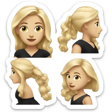 elegant girl with blonde hair in black dress sticker