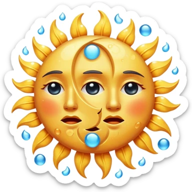 crying sun and moon sticker
