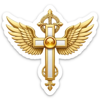 Symbol of cross with  wings on left and right  sticker
