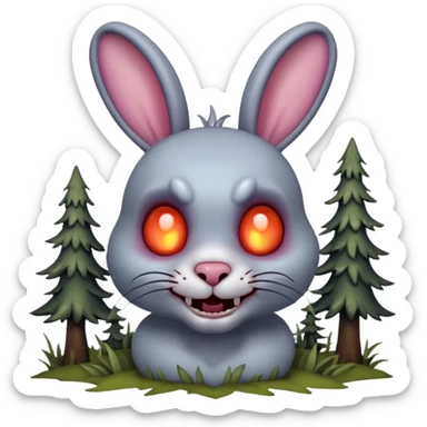 zombie rabbit portrait, head and shoulders only, stitched ears, creepy cute smile, glowing eyes, undead forest vibe, 3D cartoon, mobile game icon style, clean background, no text, no watermark
 sticker