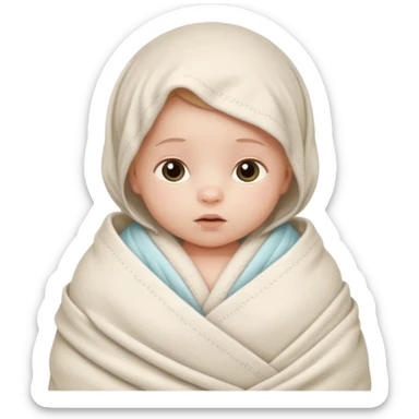 newborn white baby girl in a swaddle sticker