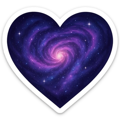 heart with a swirling galaxy core, digital illustration, no background sticker
