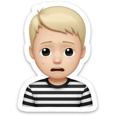 Tişörtü siyah beyaz çizgili ağlayan çocuk erkek sticker