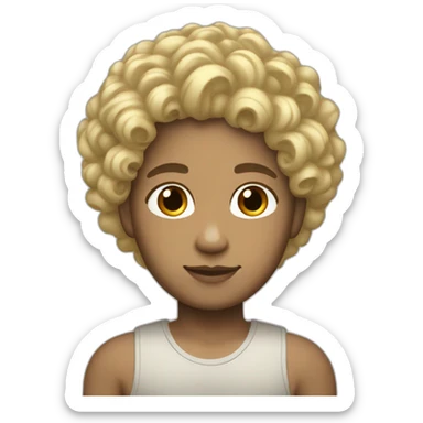 light skin person with bigger jose and black curly hair but the top is blond sticker