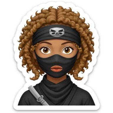 Mujer bandida con rulos 👩🏻🥷🏻
 sticker