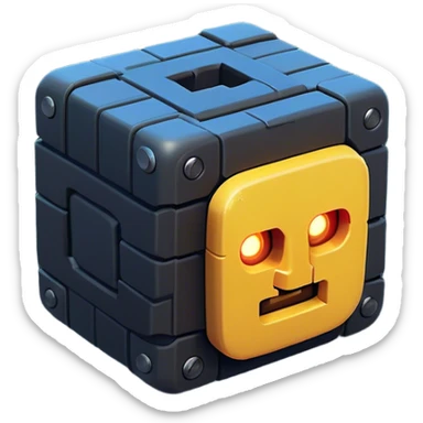 Clash of Clans aesthetic: Cinematic Playful Pixel 3D Key Portrait Emoji, rendered in a 3D vector-style similar to standard emojis with minimal shading and bold, simplified shapes. A compact, distinct form with signature details, softly glowing with a pixelated adventure charm. Simplified yet unmistakably iconic, highly detailed and consistent, glowing with a soft radiance and high shine. Stylized with a touch of classic pixel-art charm and a soft glowing outline, capturing the essence of a beloved gaming relic with a friendly, playful manner! sticker