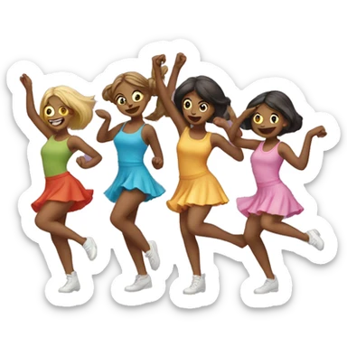 five girls cats dancing sticker