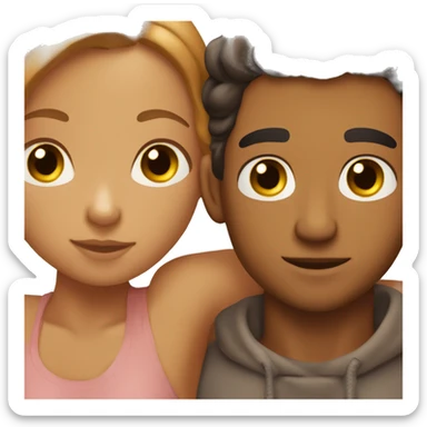 A guy who is light skinned cuddling with a caramel complexion girl  sticker