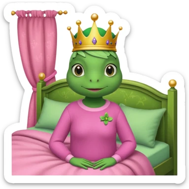 Princesse frog in her bedroom with pink sweater without hair sticker