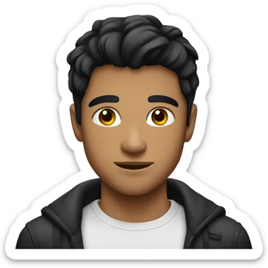 young strong handsome man with black hair sticker