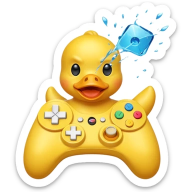 Rubber ducky angrily button smashing video game controller playing video game sticker