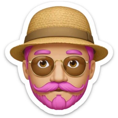 pink-haired mustache man with hat and sunglasses sticker