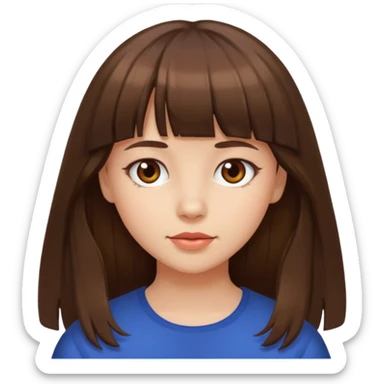 eu quero uma menina de franja e cabelo comprido cabelo castanho  sticker