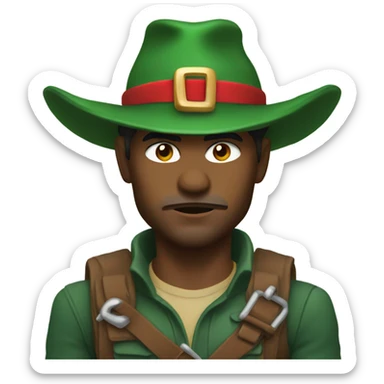 Fierce male ranger wearing santa hat sticker