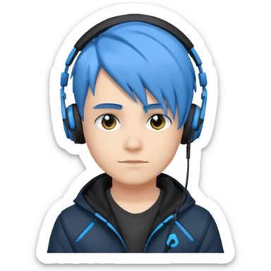 Boy gamer with headset, blue hair, black jacket, 











 sticker
