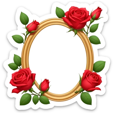 Highly detailed Delicate red rosebuds around the outline of photo frame sticker