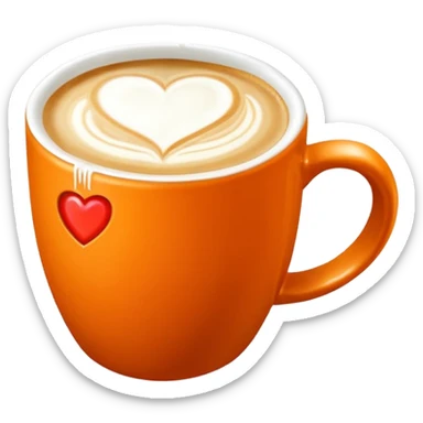 Coffee latte art in a clean orange-color mug sticker