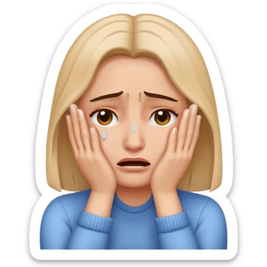 crying woman covering her face with hands sticker