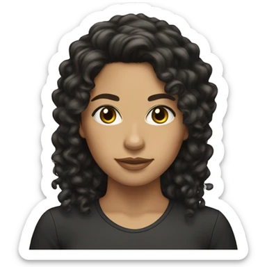 Head, woman olive tan skin with long black curly hair  sticker