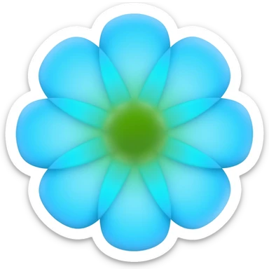 Blue and green  flower sticker