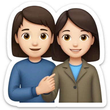 brunette boy holding Asian girl’s hand sticker
