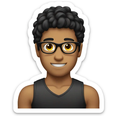 Glasses boy, black hair and muscles  sticker