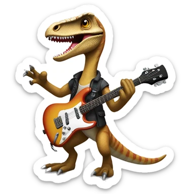 Velociraptor playing a guitar sticker