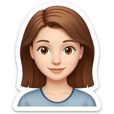 White girl with brown hair, friendly smiling face sticker