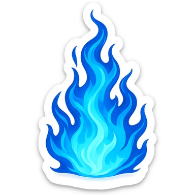 blue fire, visually striking, stylized sticker