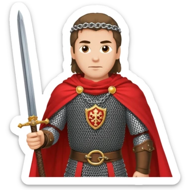 Russian prince Alexander Nevsky in chain mail and with red mantle sticker