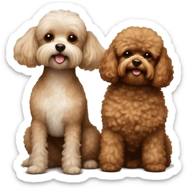 Brown toy poodle and light brown shitzu happy together sticker