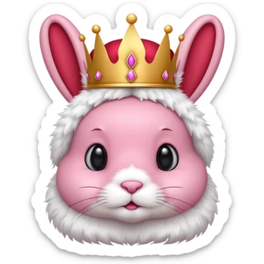 pink bunny with red crown sticker