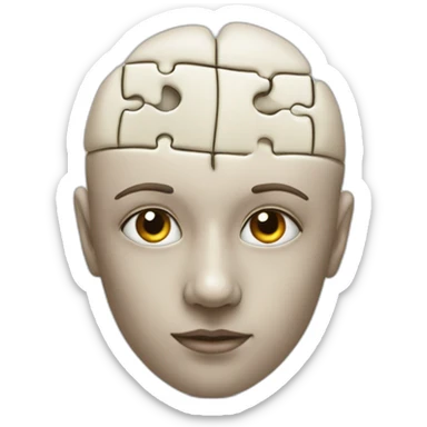 human head divided to the 4 big puzzles sticker
