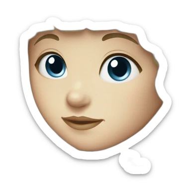 girl with dark brown hair, thick bangs, blue eyes sticker