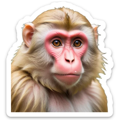 Cinematic Noble Macaque Portrait Emoji, Poised and regal, with a smart, agile build and expressive, deep-set eyes, adorned with soft, detailed fur and a dignified expression, Simplified yet sharp and sophisticated features, highly detailed, glowing with a soft, natural radiance, high shine, intelligent and commanding, stylized with an air of primate nobility, focused and alert, soft glowing outline, capturing the essence of a watchful and confident guardian that appears ready to leap out of the screen with effortless authority! sticker